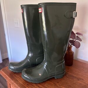 Olive Green Hunter Rain Boots.